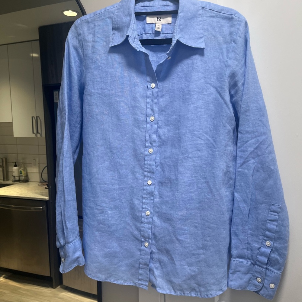 Banana Republic Blue Linen Button-Down Shirt